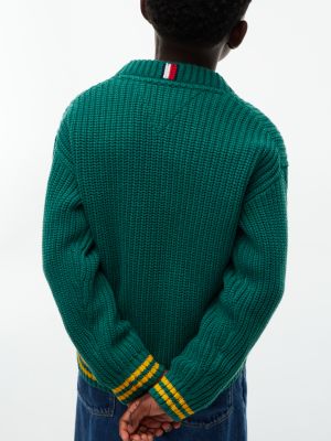 Детский свитер Tommy Hilfiger Mixed-Knit Crewneck, цвет: Зелёный — фото 3