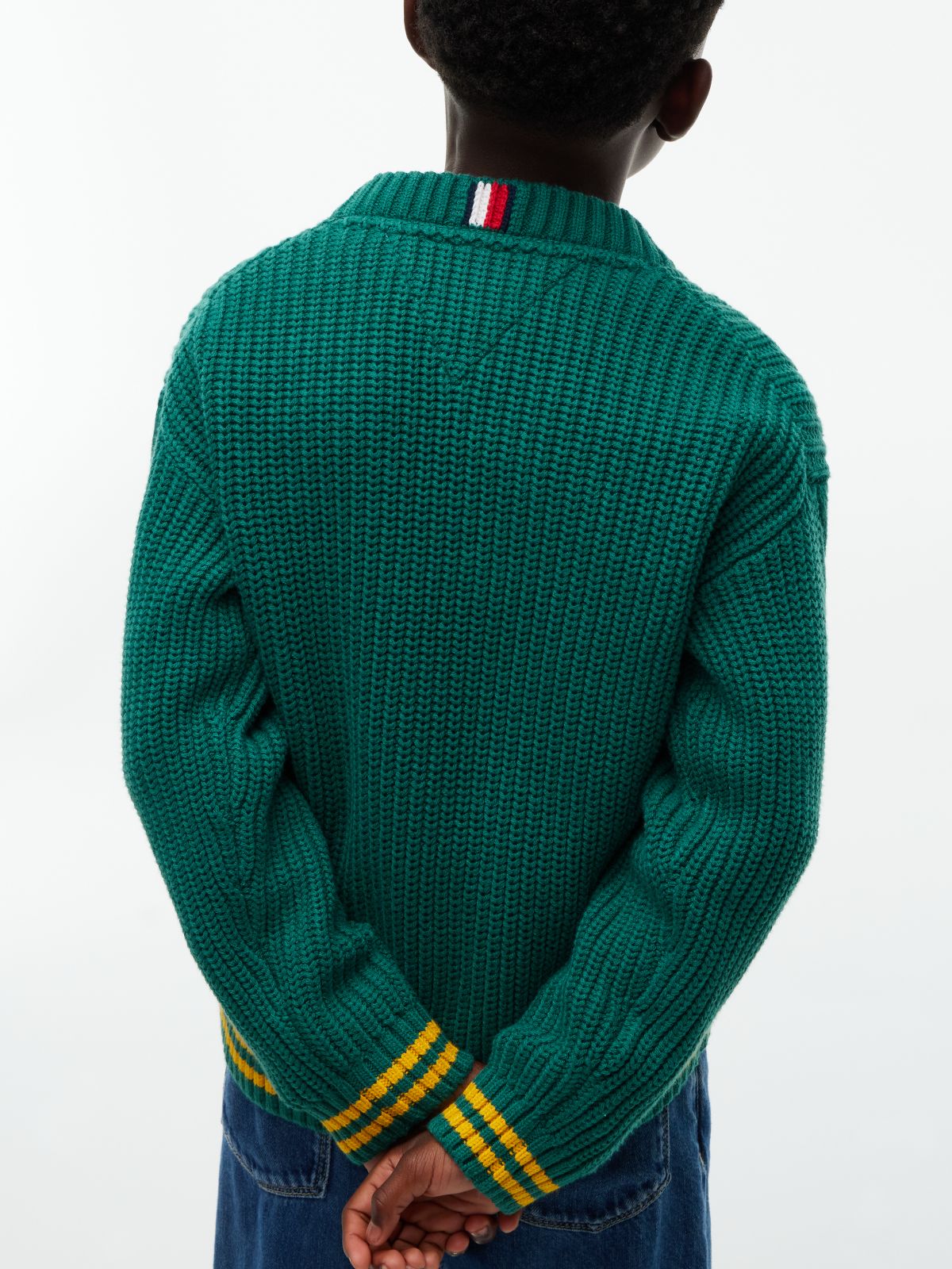 Kids' Mixed-Knit Crewneck Sweater — Rural Green