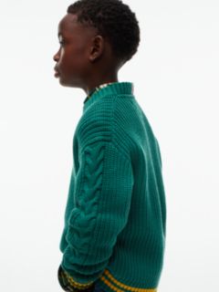 Kids' Mixed-Knit Crewneck Sweater — Rural Green 4