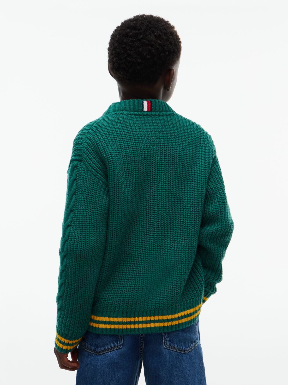 Kids' Mixed-Knit Crewneck Sweater — Rural Green