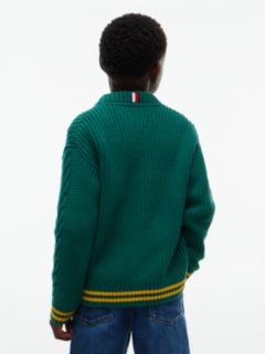 Kids' Mixed-Knit Crewneck Sweater — Rural Green 5