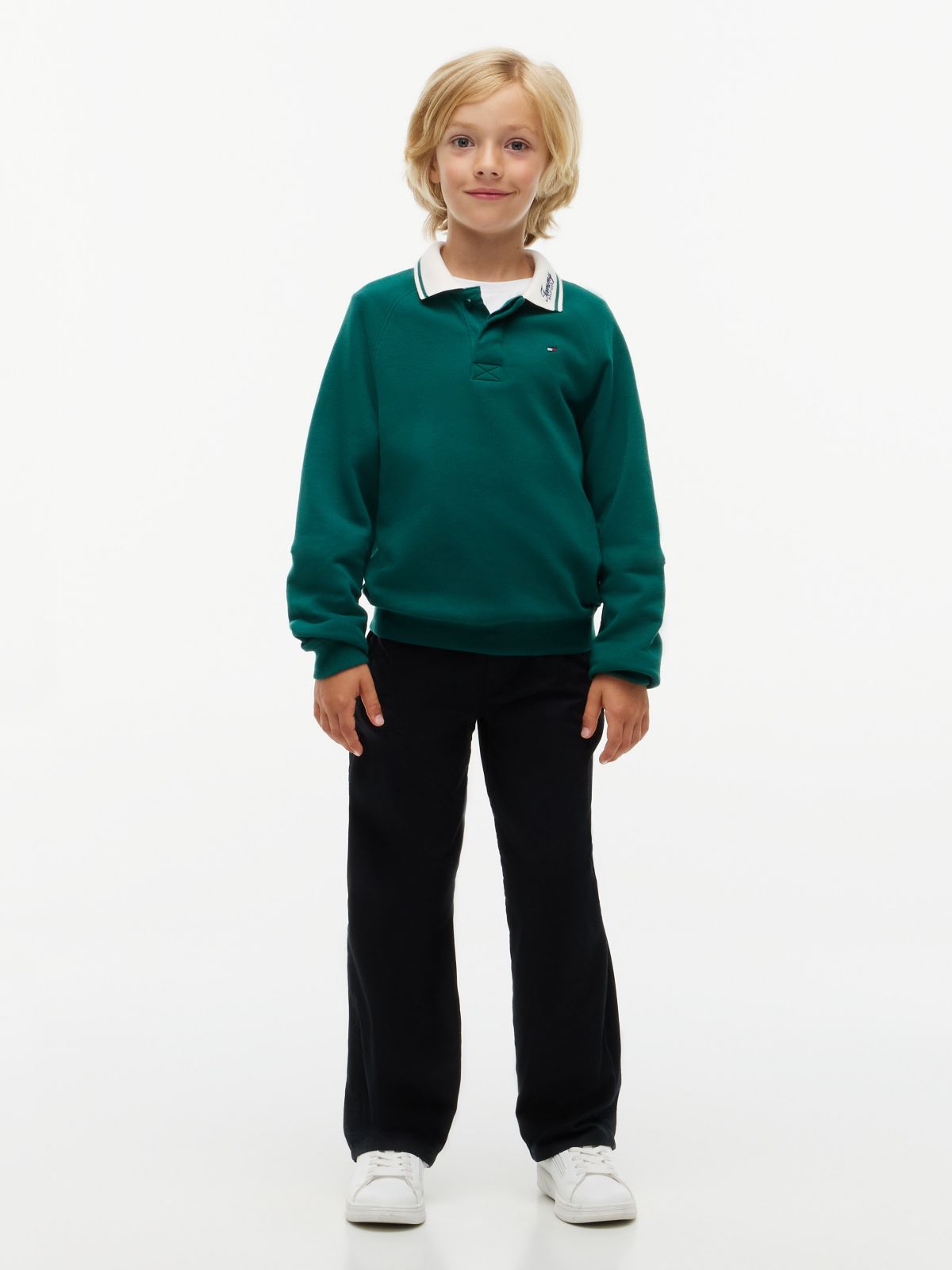 Kids' Hilfiger Logo Rugby Sweatshirt — Rural Green
