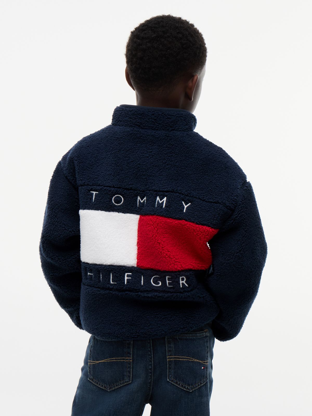 Kids' Bold Flag Logo Zip Sweatshirt — Dark Blue