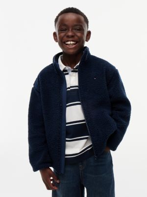 Kids' Bold Flag Logo Zip Sweatshirt, Dark Blue