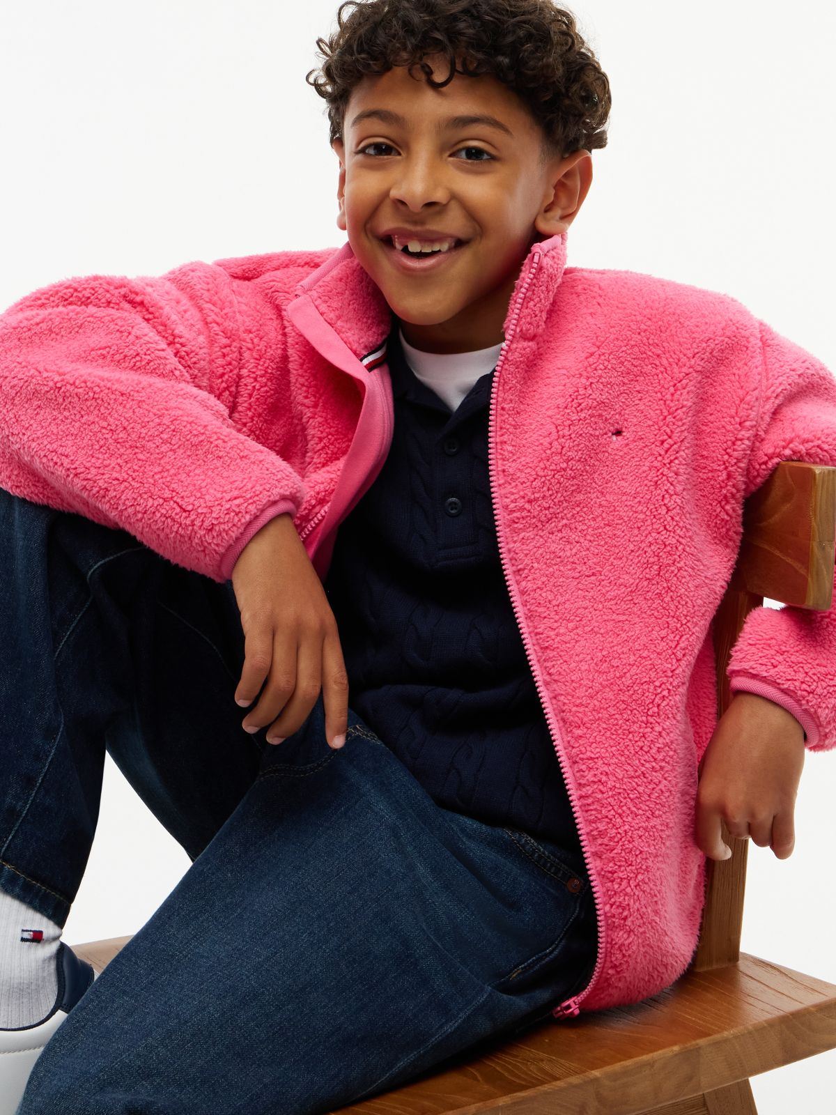 Kids' Bold Flag Logo Zip Sweatshirt — Exotic Pink