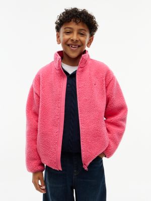 Kids' Bold Flag Logo Zip Sweatshirt, Exotic Pink