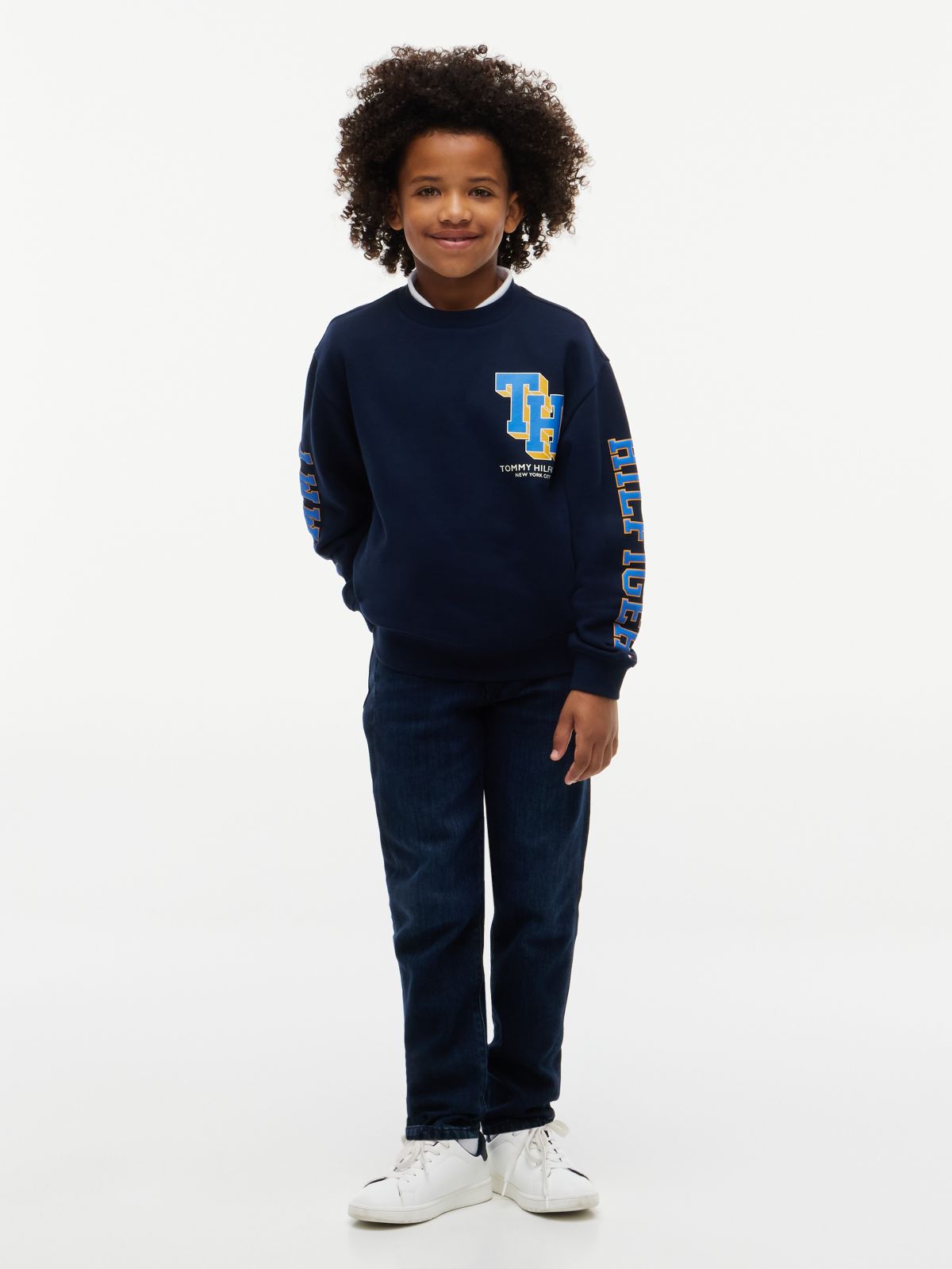 Kids' Block Monogram Logo Sweatshirt — Dark Blue