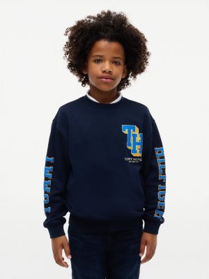 Kids' Block Monogram Logo Sweatshirt, Dark Blue