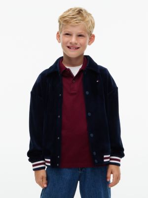 Kids' NYC Logo Corduroy Sweatshirt Bomber, Dark Blue