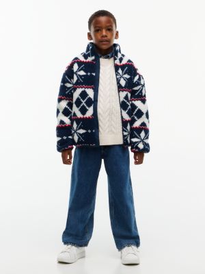 Детская куртка Tommy Hilfiger Fair Isle Polar Fleece Zip, цвет: Молочный белый — фото 2