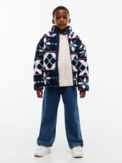 Kids' Fair Isle Polar Fleece Zip Jacket — Off White 2