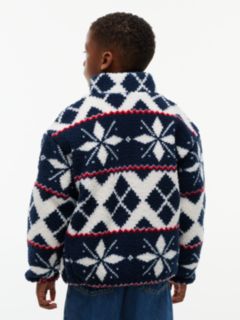 Kids' Fair Isle Polar Fleece Zip Jacket — Off White 4