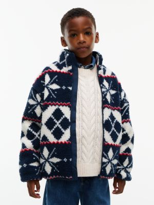 Kids' Fair Isle Polar Fleece Zip Jacket, Off White