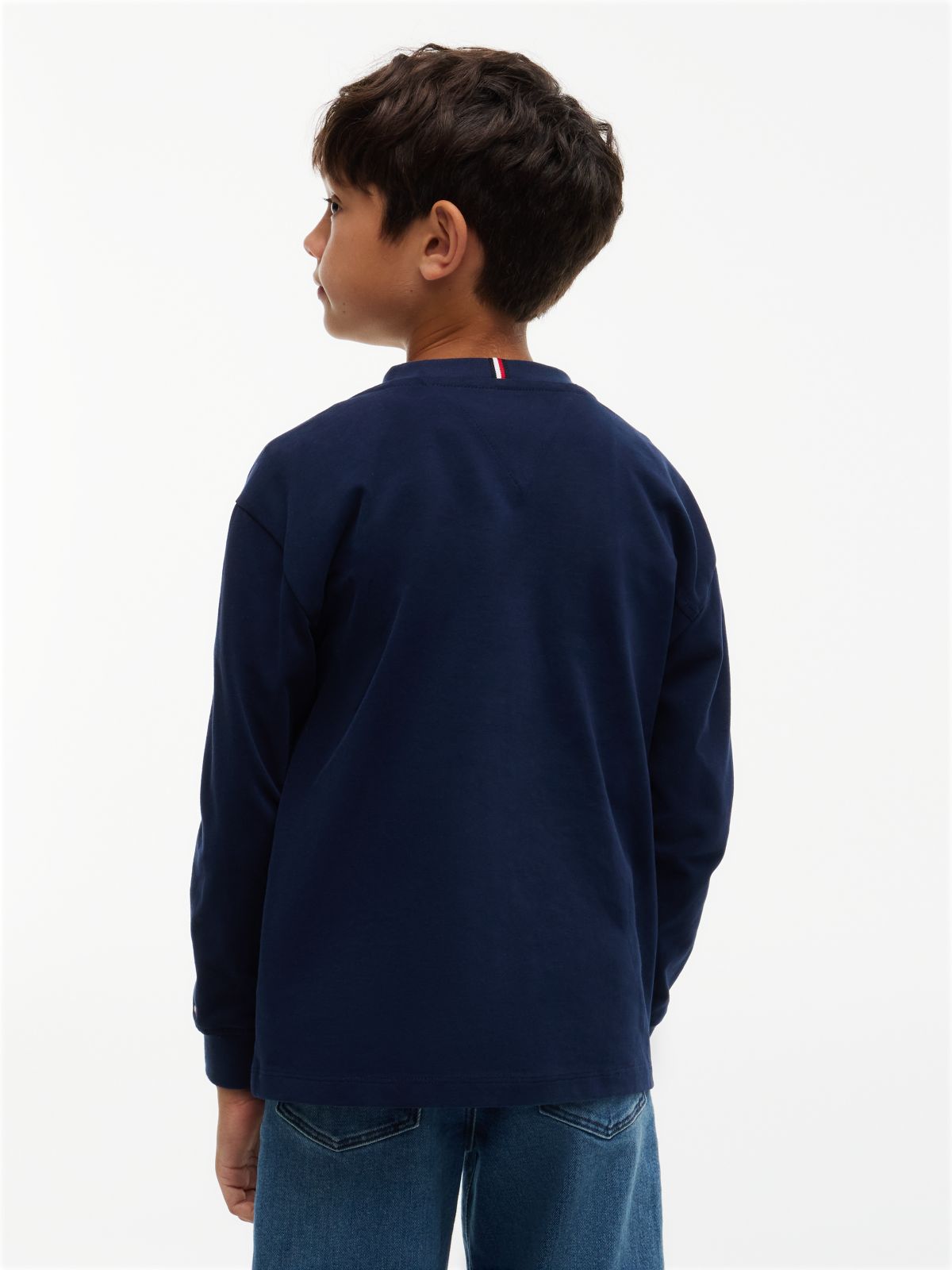 Kids' Long-Sleeve Tommy NYC Logo T-Shirt — Dark Blue
