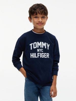 Детская футболка Tommy Hilfiger Long-Sleeve Tommy NYC Logo, цвет: Тёмный синий — фото 1