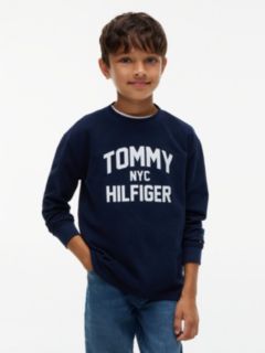 Kids' Long-Sleeve Tommy NYC Logo T-Shirt — Dark Blue 1