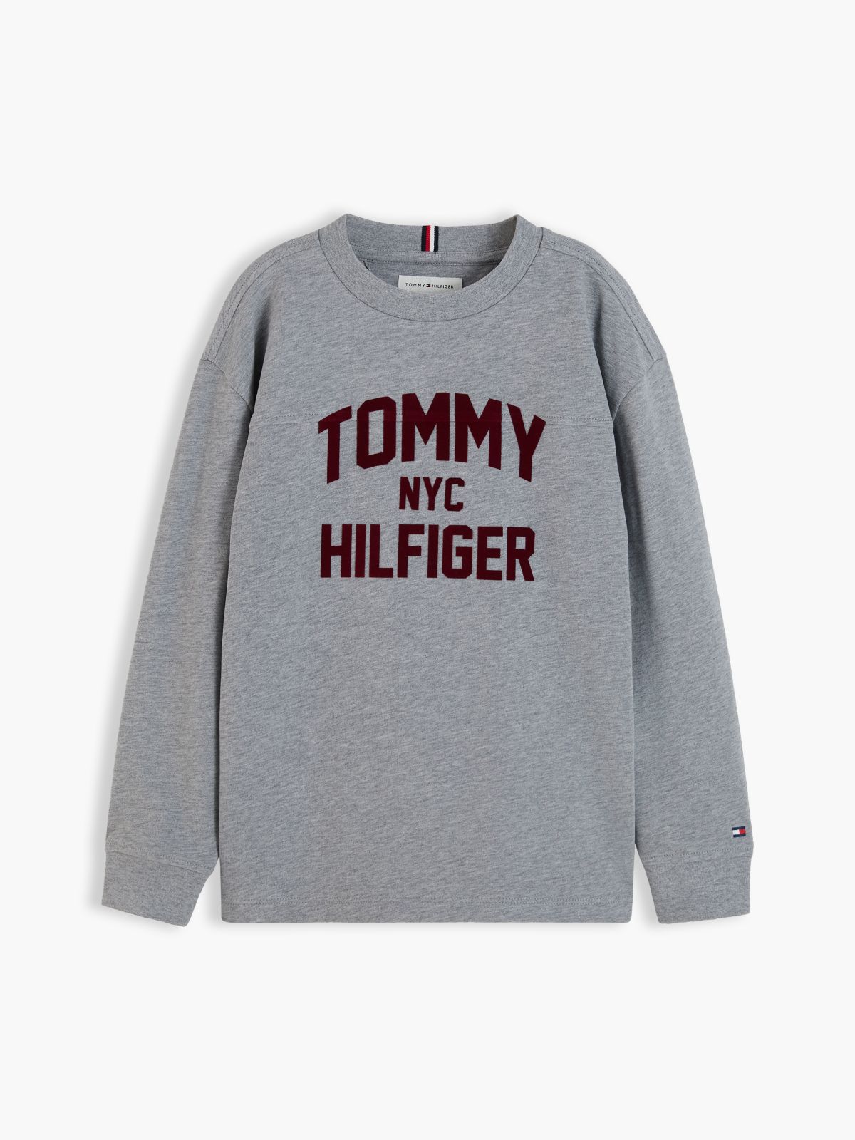 Kids' Long-Sleeve Tommy NYC Logo T-Shirt — Medium Grey Heather
