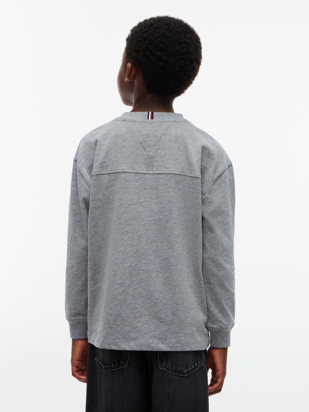 Kids' Long-Sleeve Tommy NYC Logo T-Shirt — Medium Grey Heather