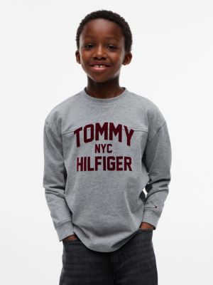 Kids' Long-Sleeve Tommy NYC Logo T-Shirt, Medium Grey Heather