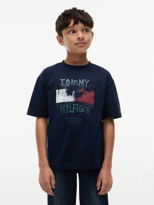 Детская футболка Tommy Hilfiger Graffiti Logo, цвет: Тёмный синий — фото 1