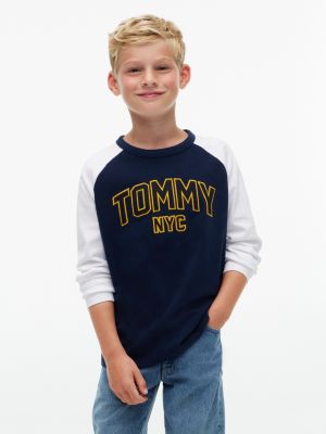 Kids' Raglan Tommy NYC Logo T-Shirt, Vibrant Blue