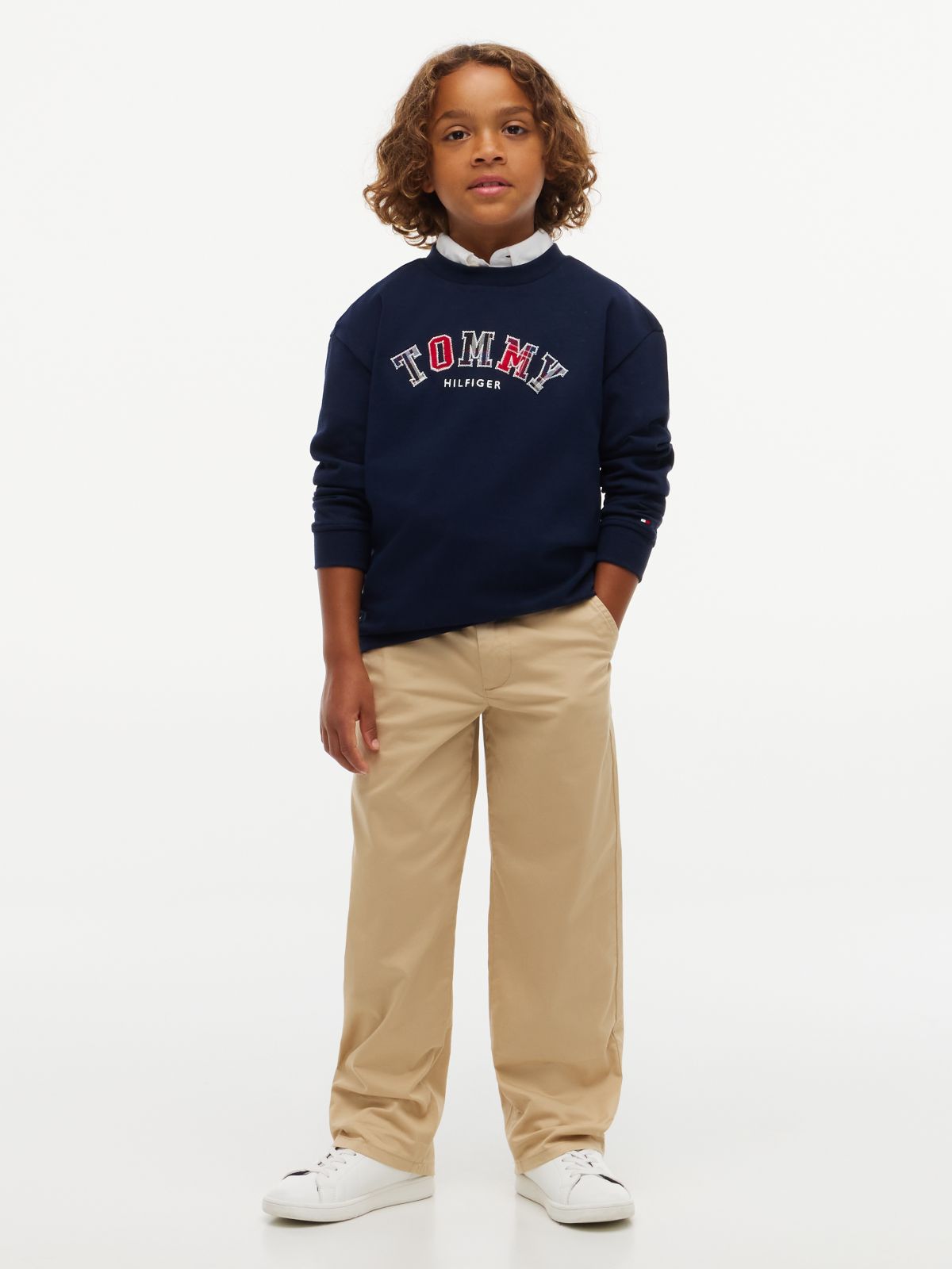 Kids' Logo T-Shirt — Navy Blue Plaid