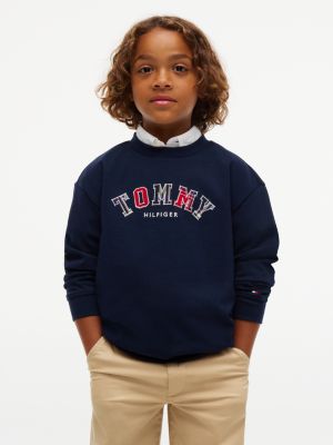Kids' Logo T-Shirt, Navy Blue Plaid