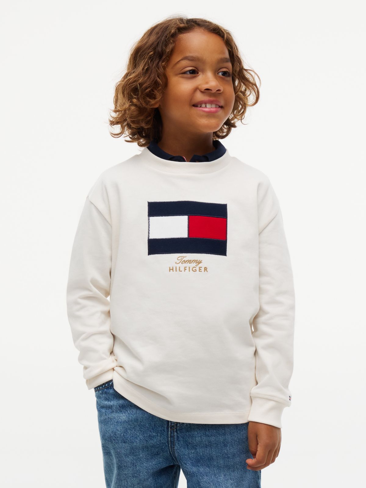 Kids' Logo T-Shirt — Ivory Plaid