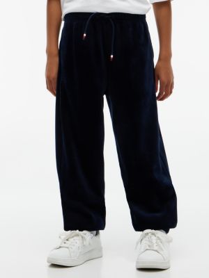 Kids' Velour Wide Leg Sweatpant, Dark Blue