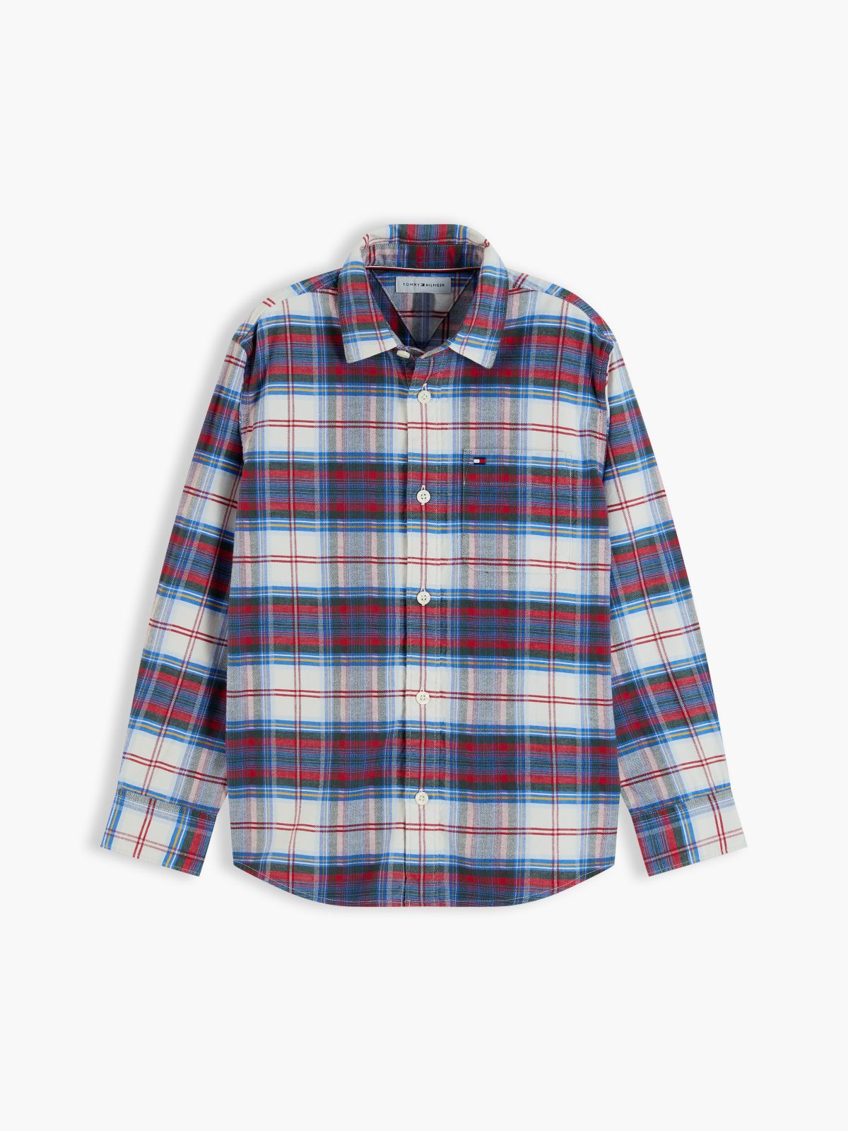 Kids' Check Stretch Shirt — Dark Blue