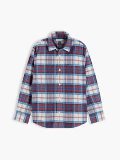 Kids' Check Stretch Shirt — Dark Blue 5