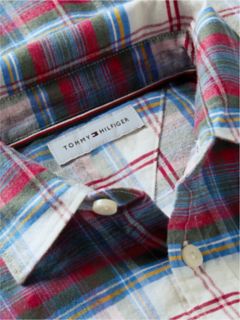 Kids' Check Stretch Shirt — Dark Blue 6
