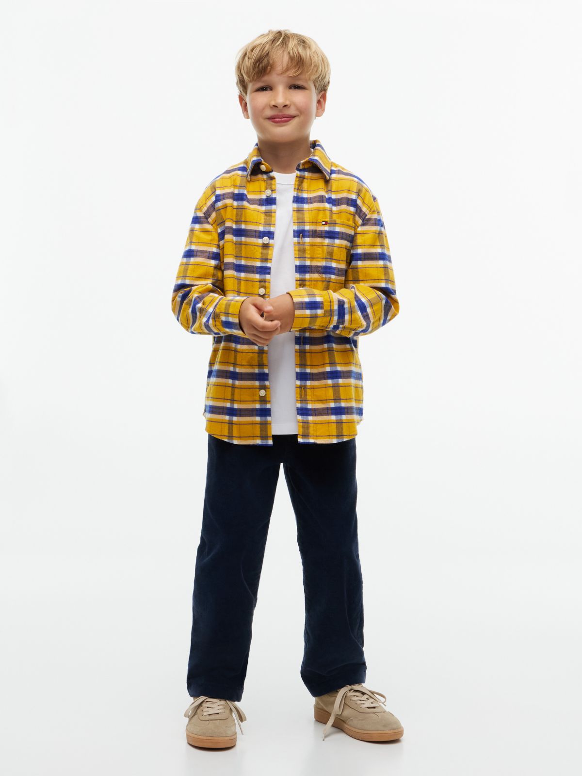 Kids' Check Stretch Shirt — Medium Grey Heather