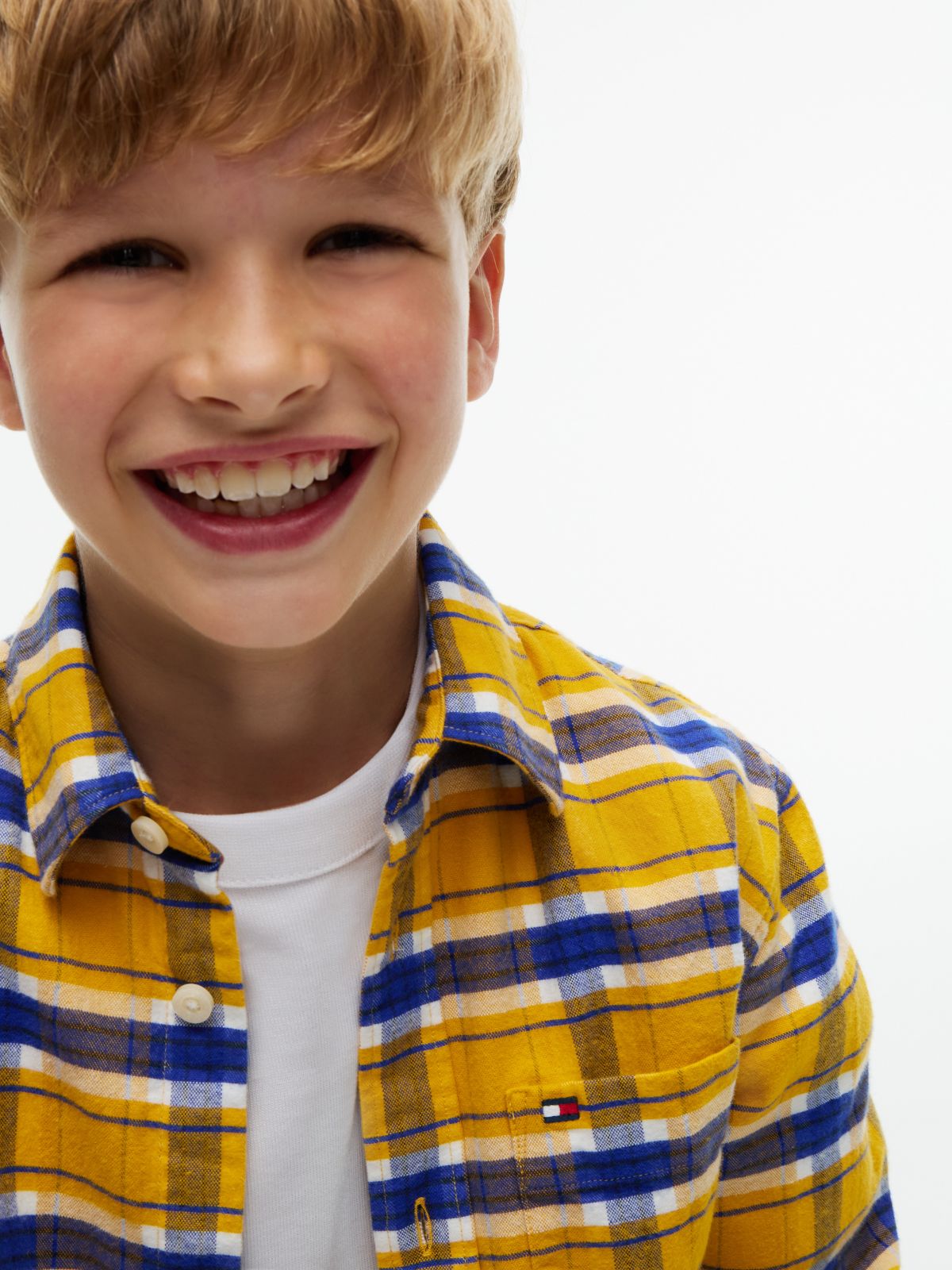 Kids' Check Stretch Shirt — Medium Grey Heather