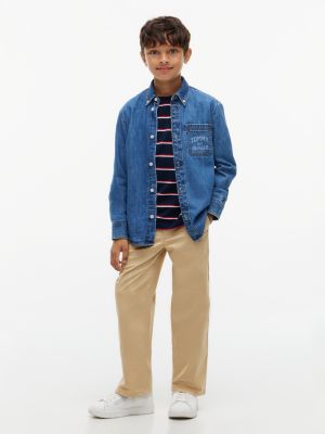 Детская рубашка Tommy Hilfiger Tommy NYC Logo Denim Shirt, цвет: Средний джинсовый — фото 2
