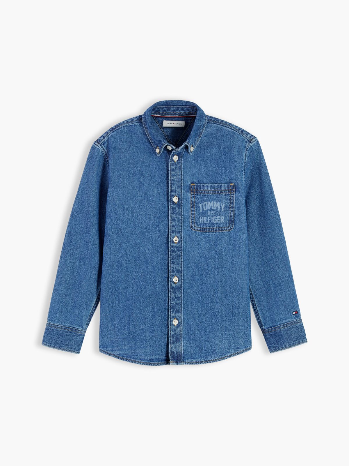 Kids' Tommy NYC Logo Denim Shirt — Medium Denim