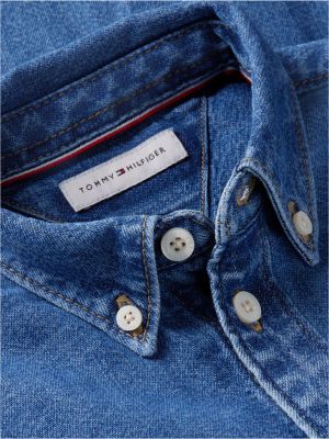 Детская рубашка Tommy Hilfiger Tommy NYC Logo Denim Shirt, цвет: Средний джинсовый — фото 6