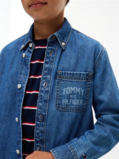 Kids' Tommy NYC Logo Denim Shirt — Medium Denim 3