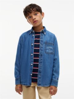 Kids' Tommy NYC Logo Denim Shirt — Medium Denim 1