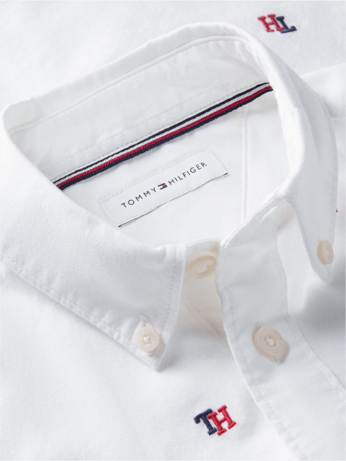 Kids' Allover Monogram Stretch Oxford Shirt — White