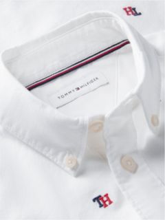 Kids' Allover Monogram Stretch Oxford Shirt — White 6