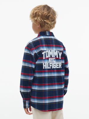 Детская рубашка Tommy Hilfiger Tommy Check Corduroy, цвет: Синий — фото 4