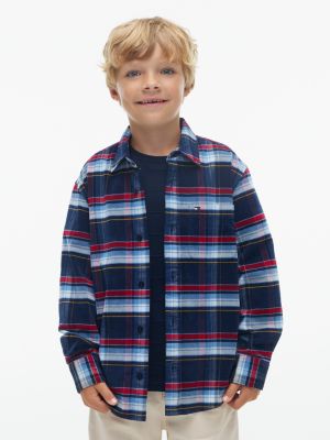 Kids' Tommy Check Corduroy Shirt, Blue