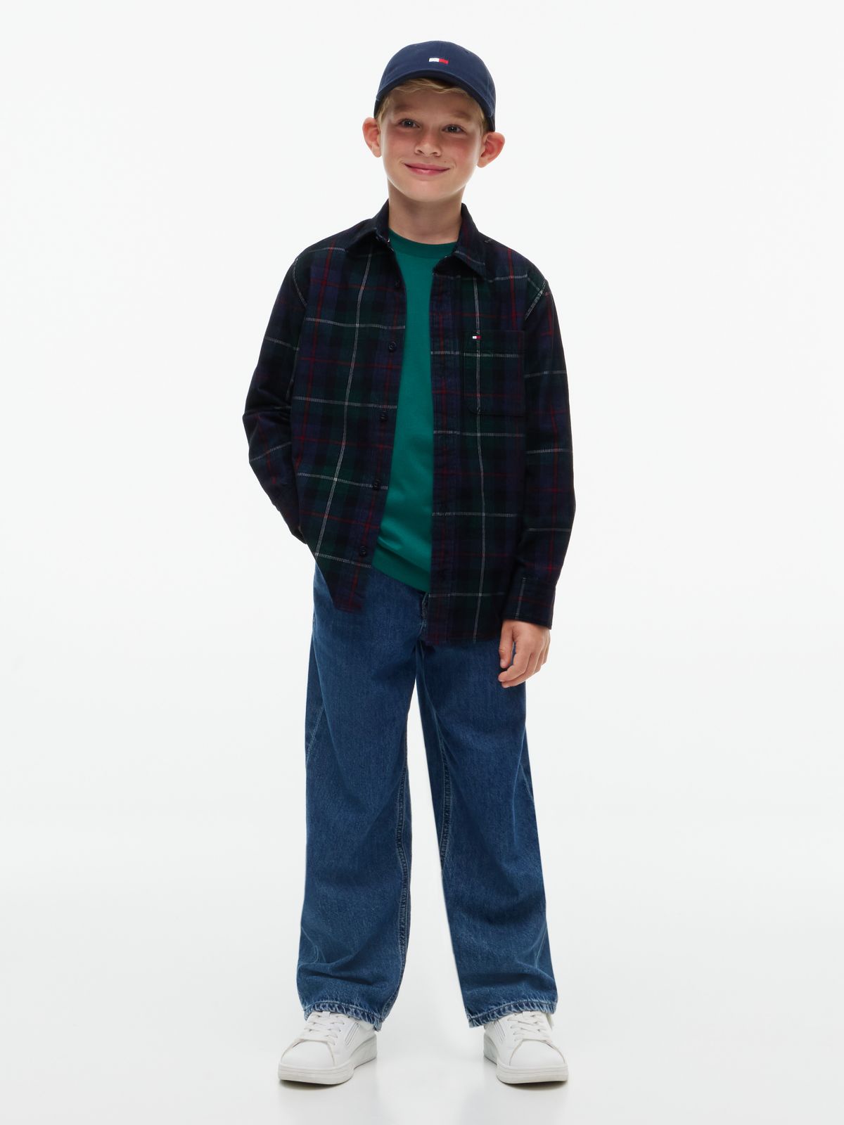 Kids' Tommy Check Corduroy Shirt — Navy Check
