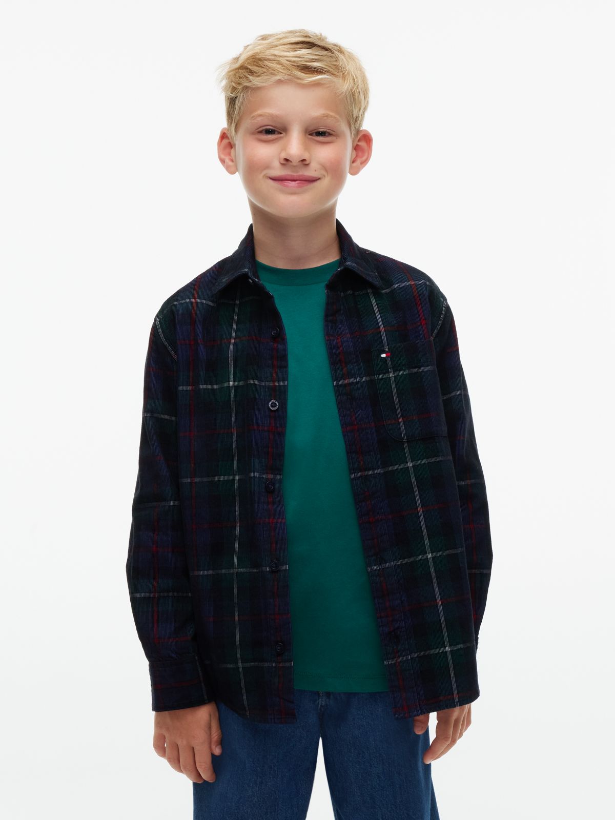 Kids' Tommy Check Corduroy Shirt — Navy Check