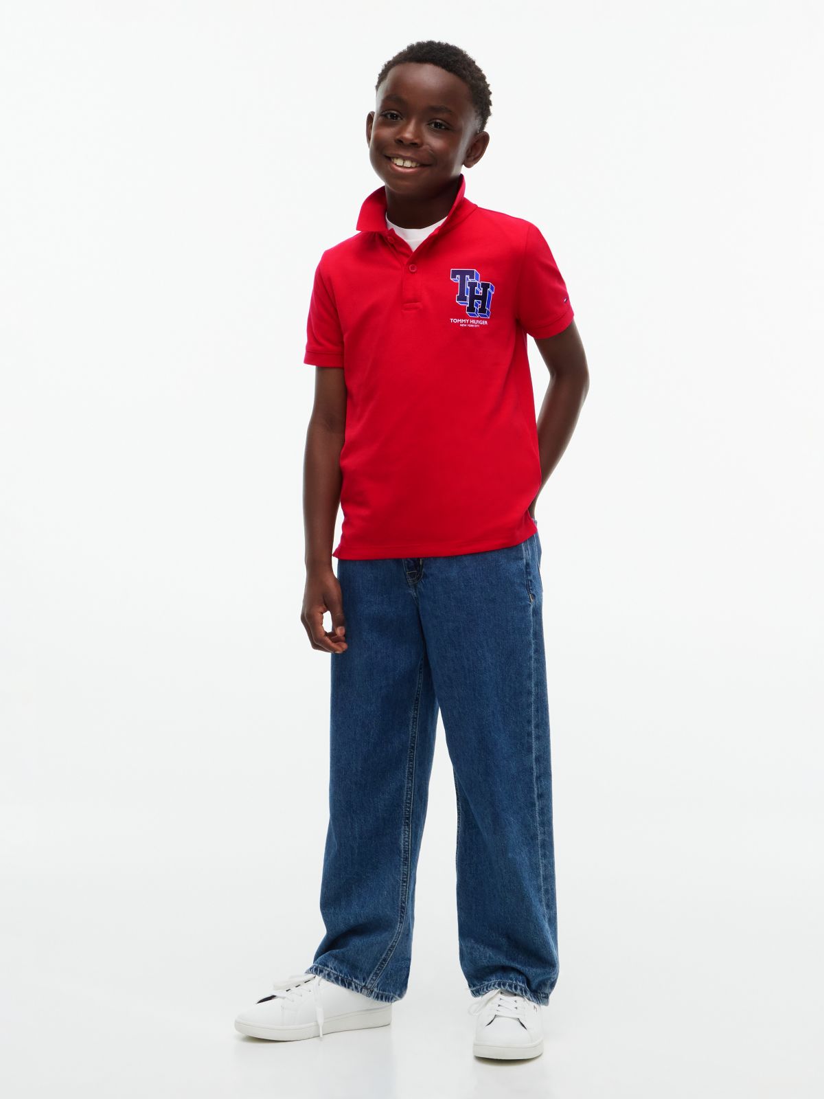 Kids' Block Monogram Logo Polo — Red Glare