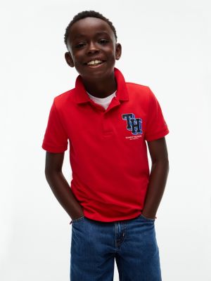 Kids' Block Monogram Logo Polo, Red Glare