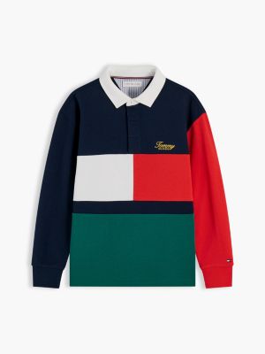 Детское поло Tommy Hilfiger Logo Colorblock Rugby Polo, цвет: Тёмный синий — фото 5
