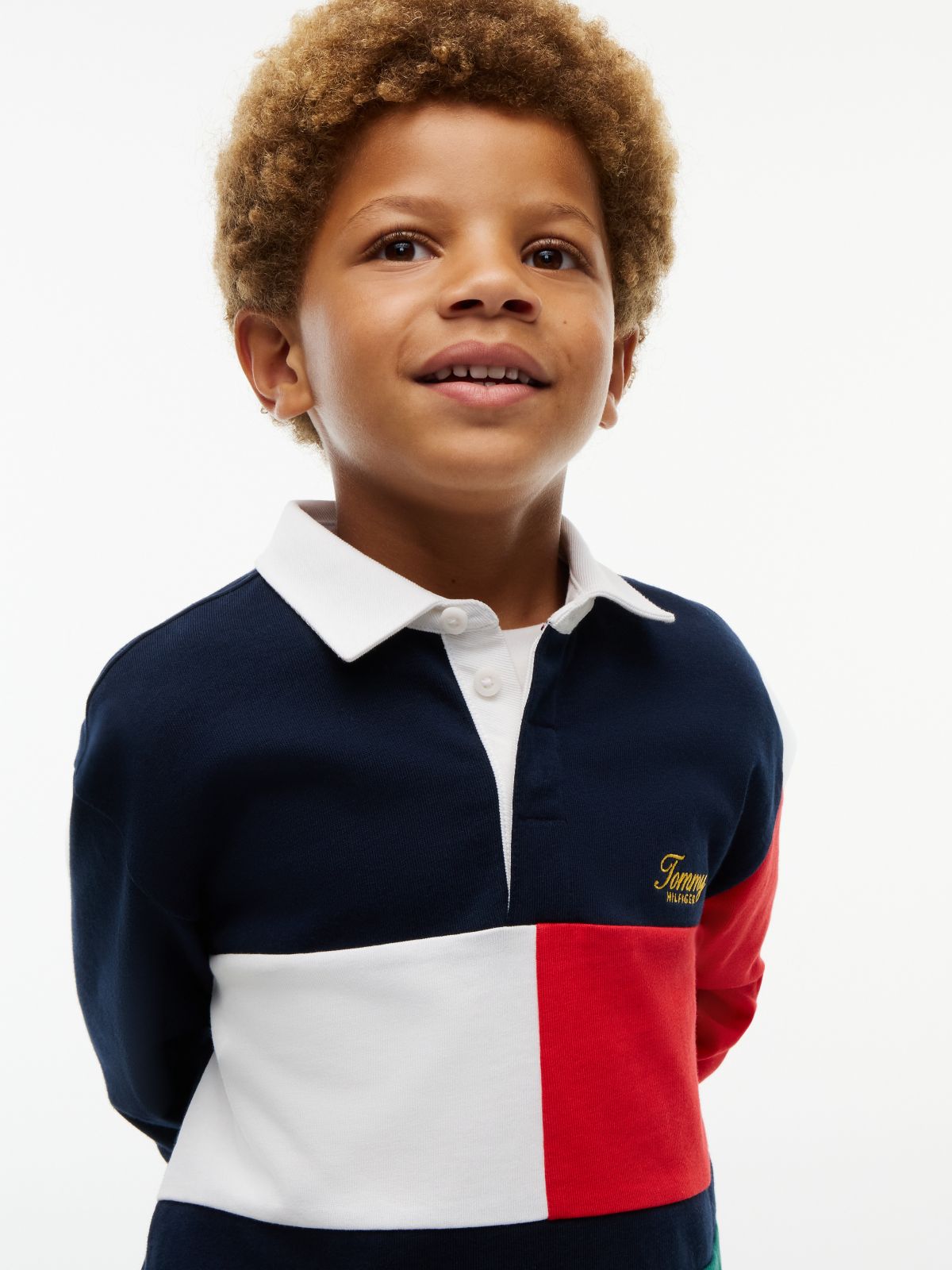Kids' Logo Colorblock Rugby Polo — Dark Blue