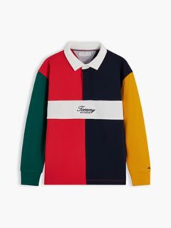 Kids' Logo Colorblock Rugby Polo — Red Glare Blocking 5